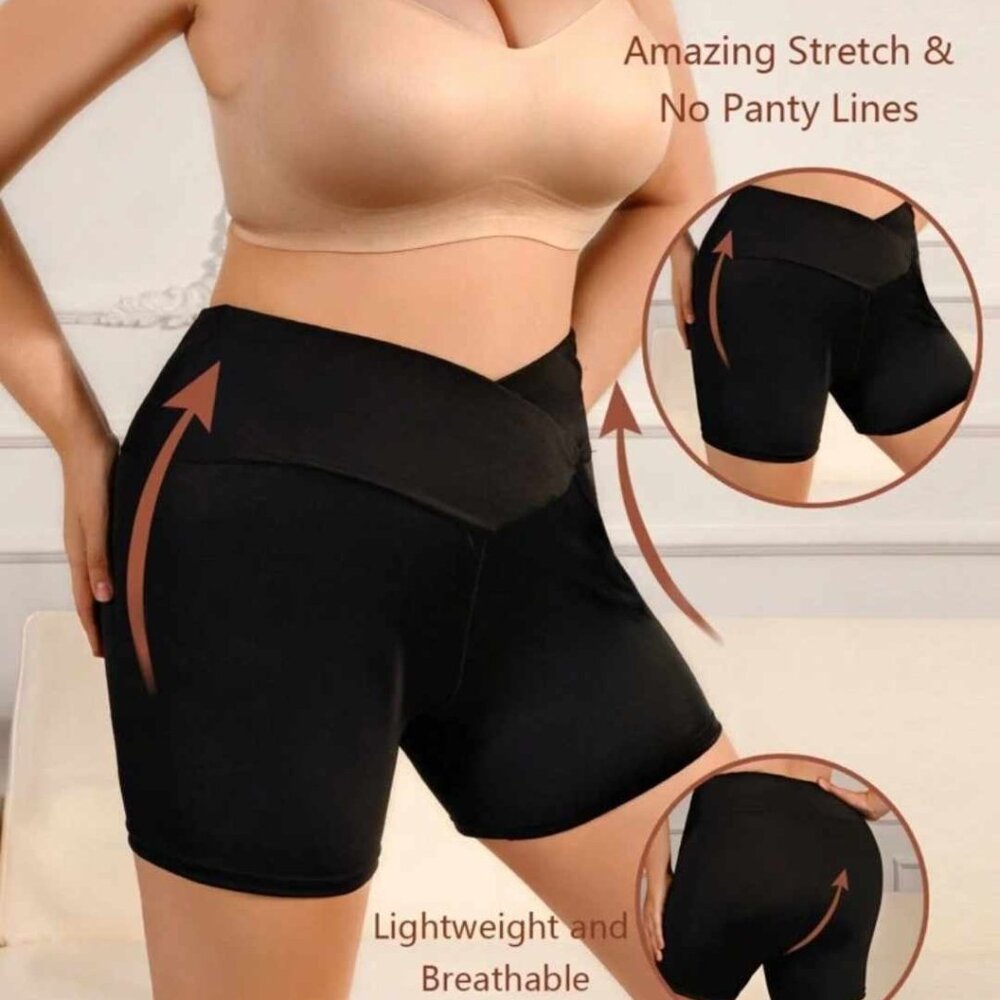 NEW Plus Size Women's Cross Waist Tummy Control Body Shaping Shorts